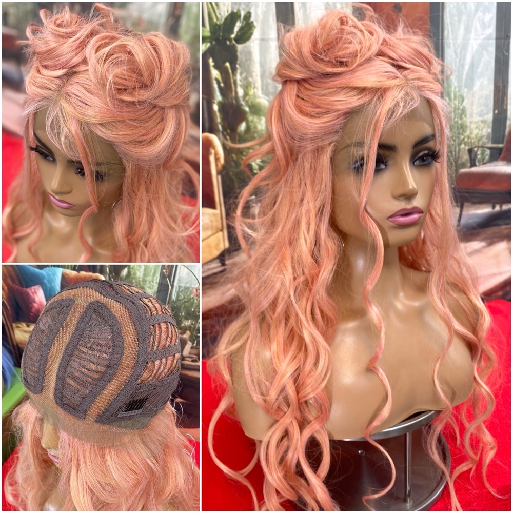 Candy pink lace front wig